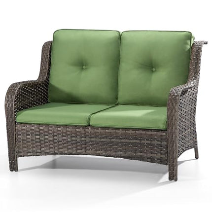 Outdoor Patio Couch Wicker Sofa - 2 Seater Rattan Sofa