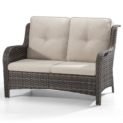 Outdoor Patio Couch Wicker Sofa - 2 Seater Rattan Sofa