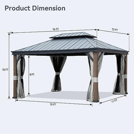 Wood-Grain Hardtop Gazebo