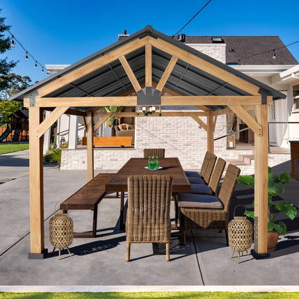 Double Hardtop Roof Wood Gazebo