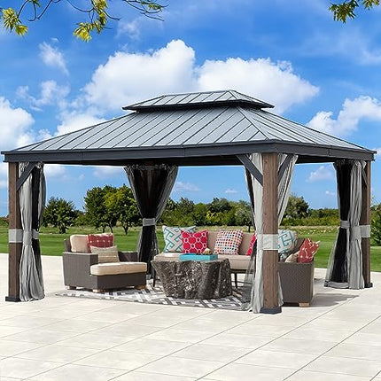 Wood-Grain Hardtop Gazebo