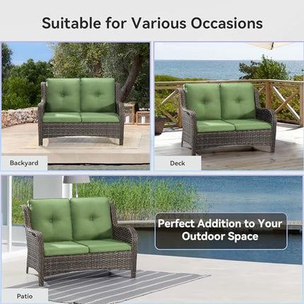 Outdoor Patio Couch Wicker Sofa - 2 Seater Rattan Sofa