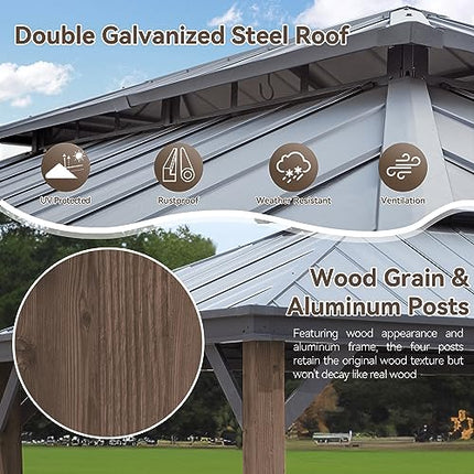 Wood-Grain Hardtop Gazebo