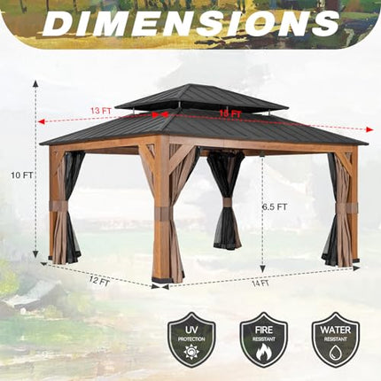 Outdoor Thermal Transfer Wood-Looking Aluminum Gazebo