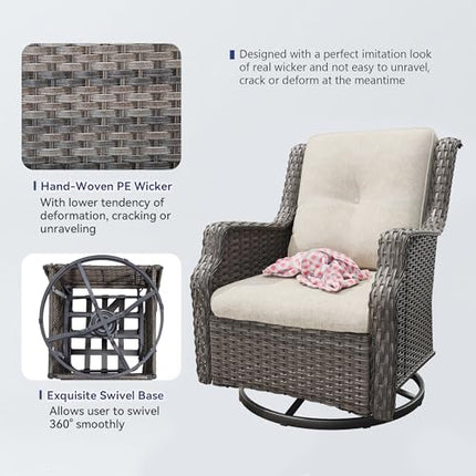 Outdoor Swivel Rocker Patio Chair - 360 Degree Patio Swivel Glider Chair