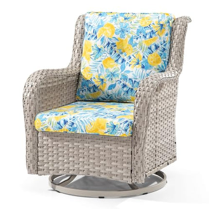 Outdoor Swivel Rocker Wicker Chair