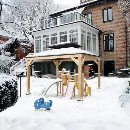 Double Hardtop Roof Wood Gazebo