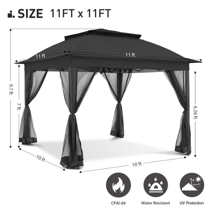 Gardenbee 11'x11' Pop Up Gazebo for Patios Gazebo Canopy Tent