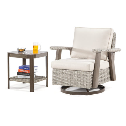 Patio Chair with Side Table - Patio Wicker Furniture Set 2 Pieces