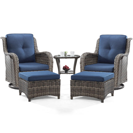 Outdoor Swivel Rocker Chairs Set of 2 and Matching Side Table