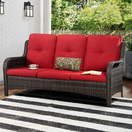 Outdoor Patio Couch Wicker Sofa - 3 Seater Rattan Sofa