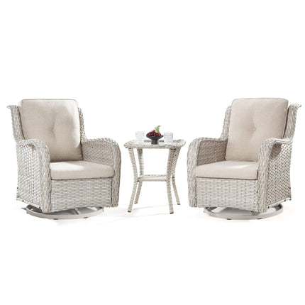 Outdoor 360 Degree Swivel Rocker Patio Chairs Sets of 2 and Matching Side Table