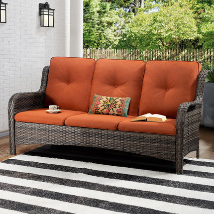 Outdoor Patio Couch Wicker Sofa - 3 Seater Rattan Sofa