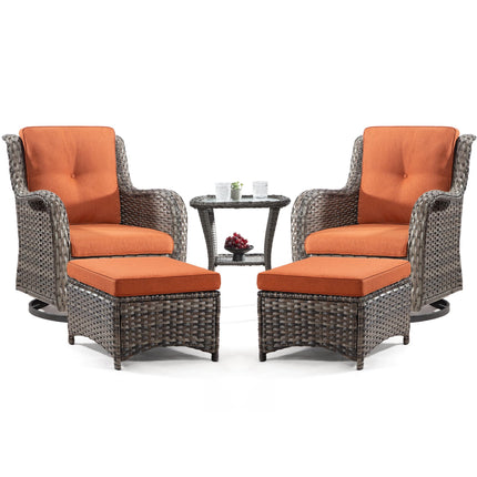 Outdoor Swivel Rocker Chairs Set of 2 and Matching Side Table