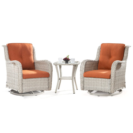 Outdoor 360 Degree Swivel Rocker Patio Chairs Sets of 2 and Matching Side Table