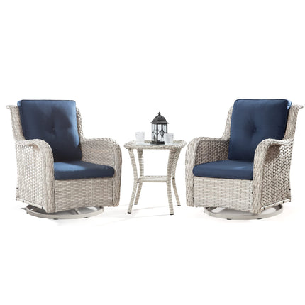 Outdoor 360 Degree Swivel Rocker Patio Chairs Sets of 2 and Matching Side Table