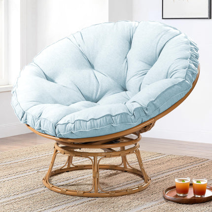 Papasan Chair with Cushion and 360 Degree Swivel Base