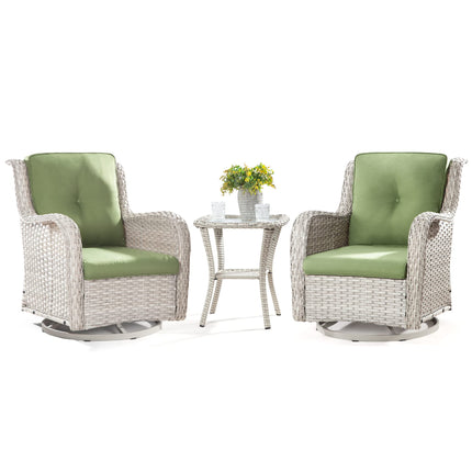 Outdoor 360 Degree Swivel Rocker Patio Chairs Sets of 2 and Matching Side Table