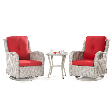 Outdoor 360 Degree Swivel Rocker Patio Chairs Sets of 2 and Matching Side Table