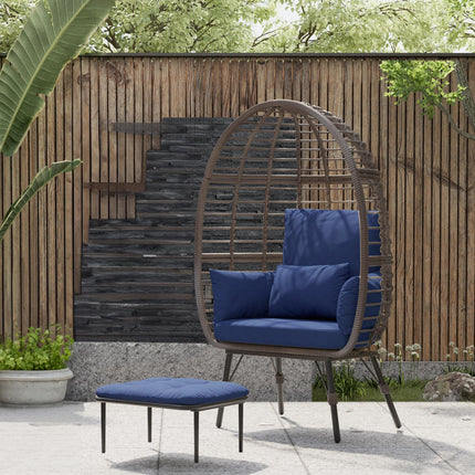 Wicker Egg Chair Outdoor with Ottoman - Indoor Egg Chair