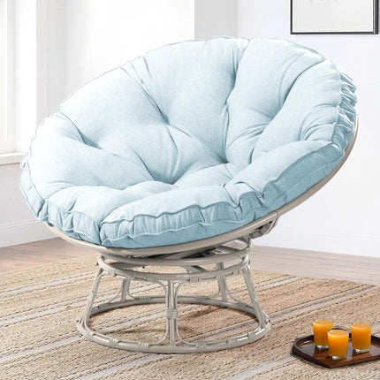 Papasan Chair with Cushion and 360 Degree Swivel Base