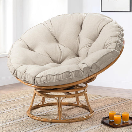 Papasan Chair with Cushion and 360 Degree Swivel Base