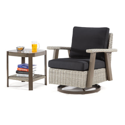 Patio Chair with Side Table - Patio Wicker Furniture Set 2 Pieces