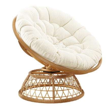 Wicker Papasan Chair with Cushion and 360 Degree Swivel Base