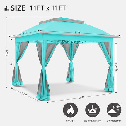 Gardenbee 11'x11' Pop Up Gazebo for Patios Gazebo Canopy Tent