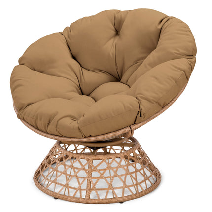 Wicker Papasan Chair with Cushion and 360 Degree Swivel Base