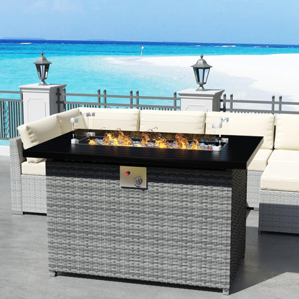 Rattan Propane Fire Pit Table