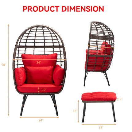 Wicker Egg Chair Outdoor with Ottoman - Indoor Egg Chair