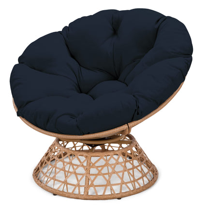 Wicker Papasan Chair with Cushion and 360 Degree Swivel Base