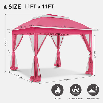 Gardenbee 11'x11' Pop Up Gazebo for Patios Gazebo Canopy Tent