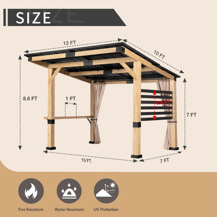 Gardenbee Cedar Wood Gazebo 10 x 12 ft.