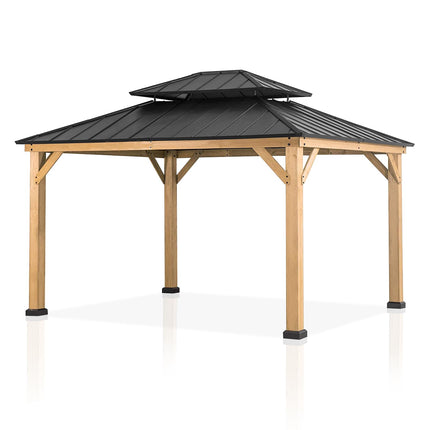 Double Hardtop Roof Wood Gazebo