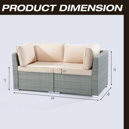 2 Pieces Outdoor Patio Couch Set