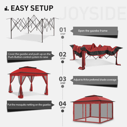 Gardenbee 11'x11' Pop Up Gazebo for Patios Gazebo Canopy Tent