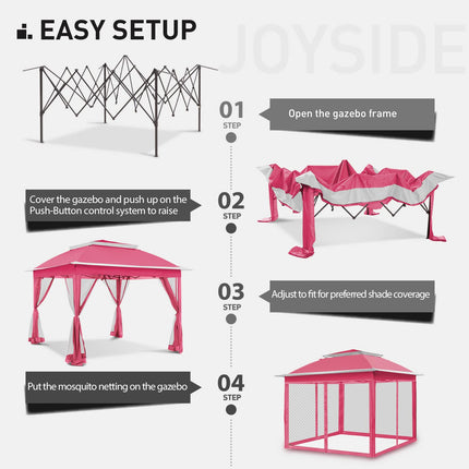 Gardenbee 11'x11' Pop Up Gazebo for Patios Gazebo Canopy Tent