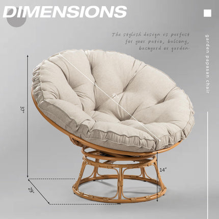 Papasan Chair with Cushion and 360 Degree Swivel Base