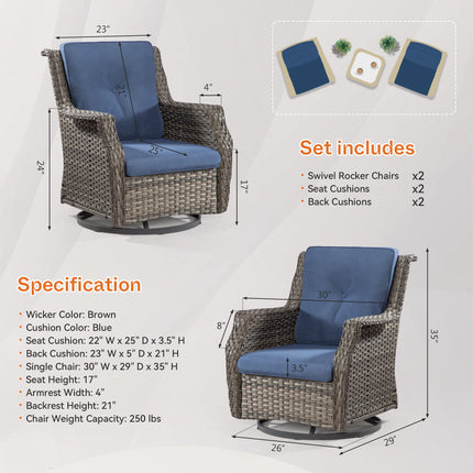 Outdoor Swivel Rocker Patio Chair - 360 Degree Patio Swivel Glider Chair