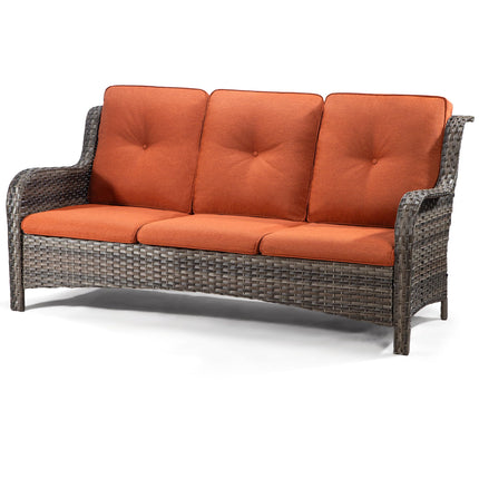 Outdoor Patio Couch Wicker Sofa - 3 Seater Rattan Sofa