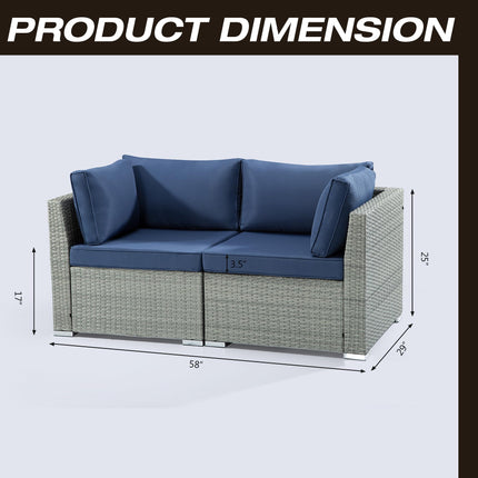 2 Pieces Outdoor Patio Couch Set