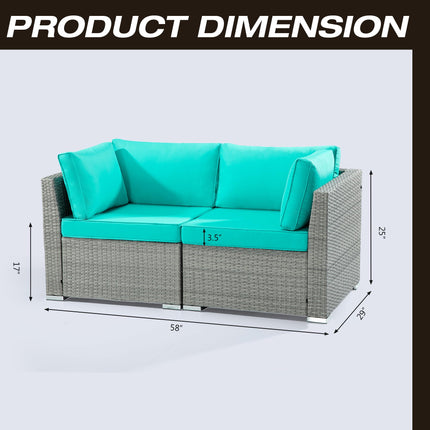 2 Pieces Outdoor Patio Couch Set