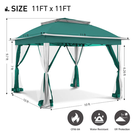 Gardenbee 11'x11' Pop Up Gazebo for Patios Gazebo Canopy Tent