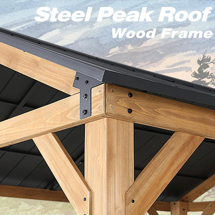 Double Hardtop Roof Wood Gazebo