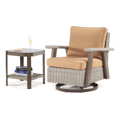 Patio Chair with Side Table - Patio Wicker Furniture Set 2 Pieces