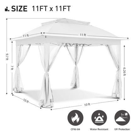 Gardenbee 11'x11' Pop Up Gazebo for Patios Gazebo Canopy Tent