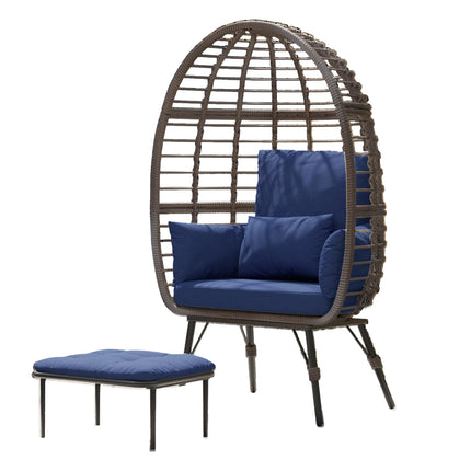 Wicker Egg Chair Outdoor with Ottoman - Indoor Egg Chair