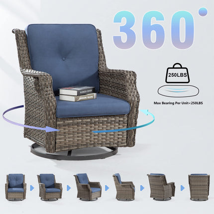 Outdoor Swivel Rocker Patio Chair - 360 Degree Patio Swivel Glider Chair